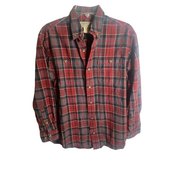 Duluth Trading Other - Duluth Trading Flannel Shirt Mens S Red Gray Plaid Cotton Button Down Pockets